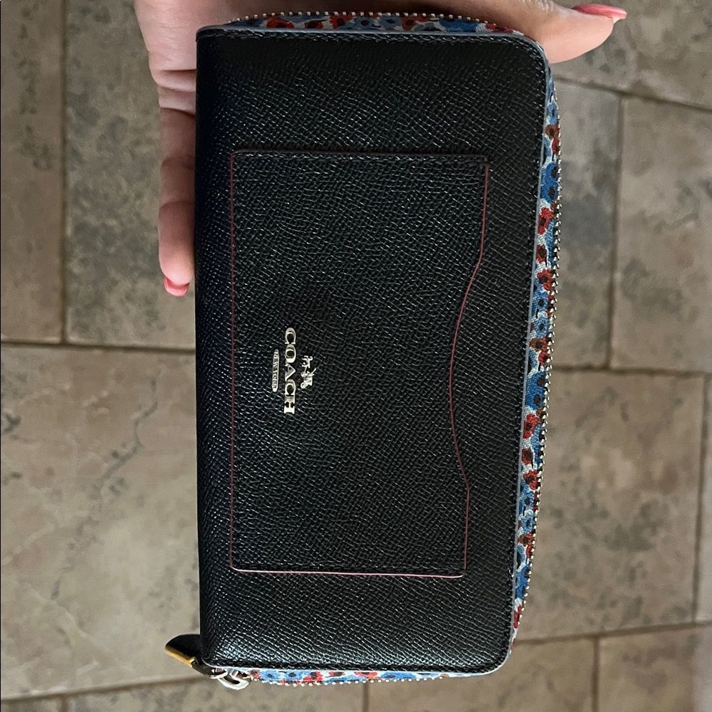 Coach Black Wallet with Floral Accents